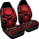 Red Japanese Demon Mask Print Universal Fit Car Seat Covers 102422