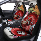 Red Japanese Dragon Tattoo Print Universal Fit Car Seat Covers 102422