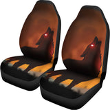 Red Moon Howling Wolf Print Universal Fit Car Seat Covers 102422