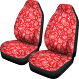 Red Paisley Bandana Pattern Print Universal Fit Car Seat Covers 102422