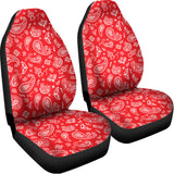 Red Paisley Bandana Pattern Print Universal Fit Car Seat Covers 102422