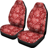 Red Paisley Pattern Print Universal Fit Car Seat Covers 102422