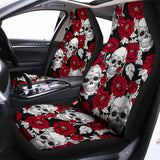 Red Peony Skull Pattern Print Universal Fit Car Seat Covers 102422