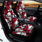 Red Peony Skull Pattern Print Universal Fit Car Seat Covers 102422