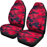 Red Pink And Black Camouflage Print Universal Fit Car Seat Covers 102422