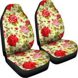 Red Pink Rose Floral Pattern Print Universal Fit Car Seat Covers 102422