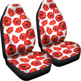 Red Poppy Pattern Print Universal Fit Car Seat Covers 102422