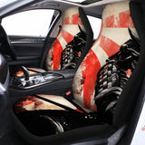 Red Rising Sun Samurai Print Universal Fit Car Seat Covers 102422