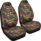 Red Rose Flower Camouflage Print Universal Fit Car Seat Covers 102422