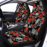 Red Rose Grey Skull Pattern Print Universal Fit Car Seat Covers 102422