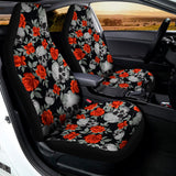 Red Rose Grey Skull Pattern Print Universal Fit Car Seat Covers 102422