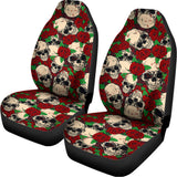 Red Rose Skull Pattern Print Universal Fit Car Seat Covers 102422