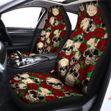 Red Rose Skull Pattern Print Universal Fit Car Seat Covers 102422