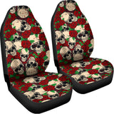 Red Rose Skull Pattern Print Universal Fit Car Seat Covers 102422
