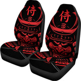 Red Samurai Mask Print Universal Fit Car Seat Covers 102422