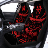 Red Samurai Mask Print Universal Fit Car Seat Covers 102422