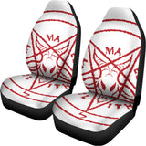 Red Satanic Pentagram Symbol Print Universal Fit Car Seat Covers 102422