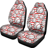 Red Striped Baseball Pattern Print Universal Fit Car Seat Covers 102422