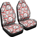 Red Striped Baseball Pattern Print Universal Fit Car Seat Covers 102422