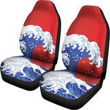 Red Sun Japanese Wave Print Universal Fit Car Seat Covers 102422