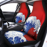Red Sun Japanese Wave Print Universal Fit Car Seat Covers 102422