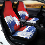 Red Sun Japanese Wave Print Universal Fit Car Seat Covers 102422