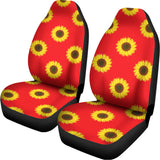 Red Sunflower Pattern Print Universal Fit Car Seat Covers 102422