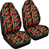 Red Watercolor Tulip Pattern Print Universal Fit Car Seat Covers 102422