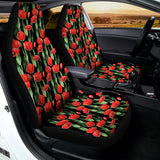 Red Watercolor Tulip Pattern Print Universal Fit Car Seat Covers 102422