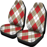 Red White And Beige Argyle Pattern Print Universal Fit Car Seat Covers 102422