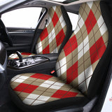 Red White And Beige Argyle Pattern Print Universal Fit Car Seat Covers 102422