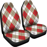 Red White And Beige Argyle Pattern Print Universal Fit Car Seat Covers 102422