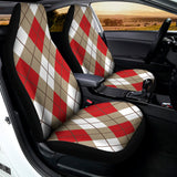 Red White And Beige Argyle Pattern Print Universal Fit Car Seat Covers 102422