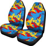 Red Yellow And Blue Camouflage Print Universal Fit Car Seat Covers 102422