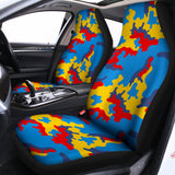 Red Yellow And Blue Camouflage Print Universal Fit Car Seat Covers 102422
