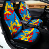 Red Yellow And Blue Camouflage Print Universal Fit Car Seat Covers 102422