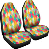 Retro Harlequin Pattern Print Universal Fit Car Seat Covers 102422