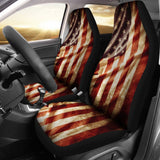 Retro Wrinkled American Flag Patriotic Universal Fit Car Seat Covers 102422