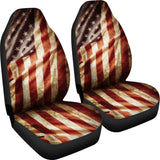 Retro Wrinkled American Flag Patriotic Universal Fit Car Seat Covers 102422