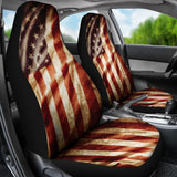 Retro Wrinkled American Flag Patriotic Universal Fit Car Seat Covers 102422