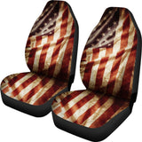 Retro Wrinkled American Flag Patriotic Universal Fit Car Seat Covers 102422