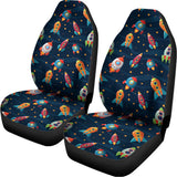 Rockets And Stars Pattern Print Universal Fit Car Seat Covers 102422