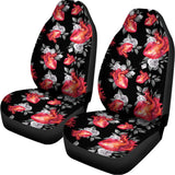 Rose And Heart Pattern Print Universal Fit Car Seat Covers 102422