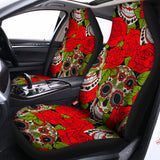 Rose Floral Sugar Skull Pattern Print Universal Fit Car Seat Covers 102422