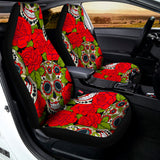 Rose Floral Sugar Skull Pattern Print Universal Fit Car Seat Covers 102422