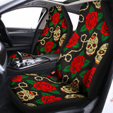 Rose Flower Sugar Skull Pattern Print Universal Fit Car Seat Covers 102422