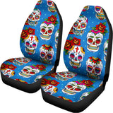 Rose Sugar Skull Pattern Print Universal Fit Car Seat Covers 102422