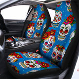 Rose Sugar Skull Pattern Print Universal Fit Car Seat Covers 102422