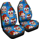 Rose Sugar Skull Pattern Print Universal Fit Car Seat Covers 102422