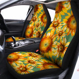 Sage Watercolor Sunflower Pattern Print Universal Fit Car Seat Covers 102422